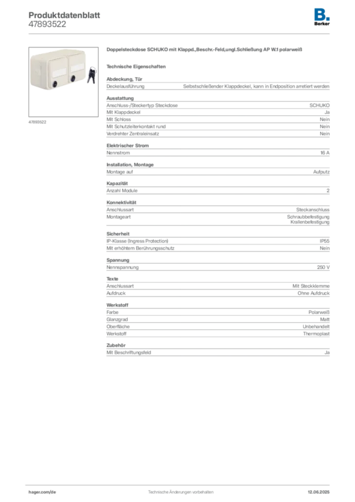 Berker Produktdatenblatt 47893522
