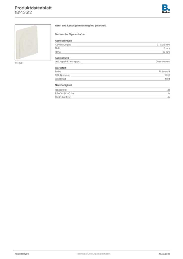 Bild Berker Produktdatenblatt 18143512 | Hager Deutschland