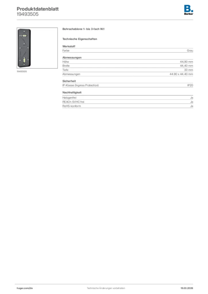 Bild Berker Produktdatenblatt 19493505 | Hager Deutschland