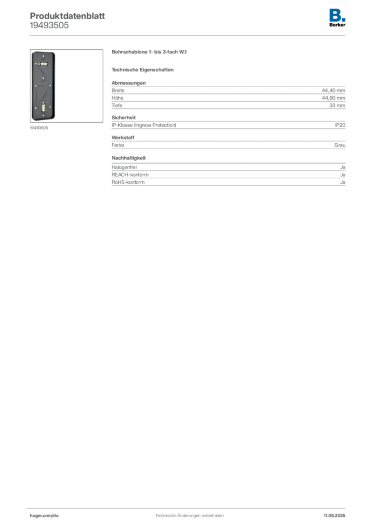 Bild Berker Produktdatenblatt 19493505 | Hager Deutschland