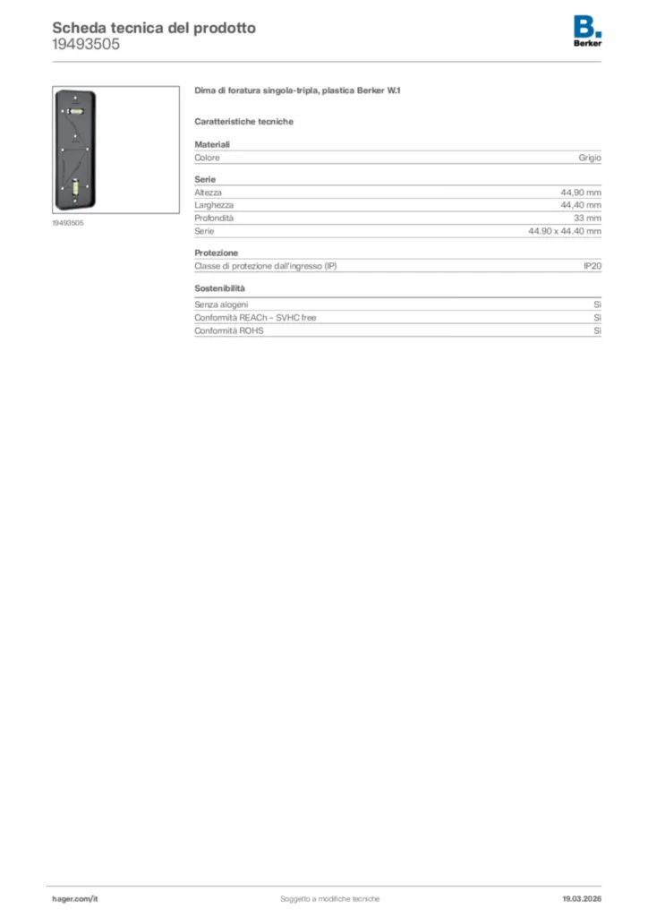 Immagine Berker Scheda tecnica del prodotto 19493505 | Hager Italia