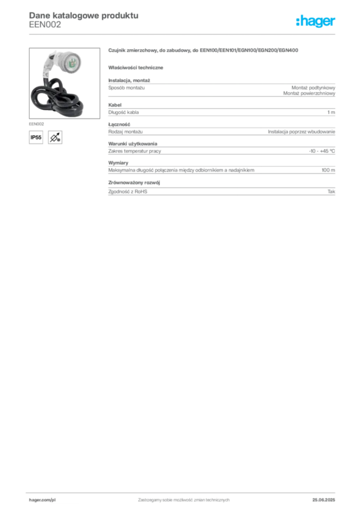 Zdjęcie Hager Dane katalogowe produktu EEN002 | Hager Polska