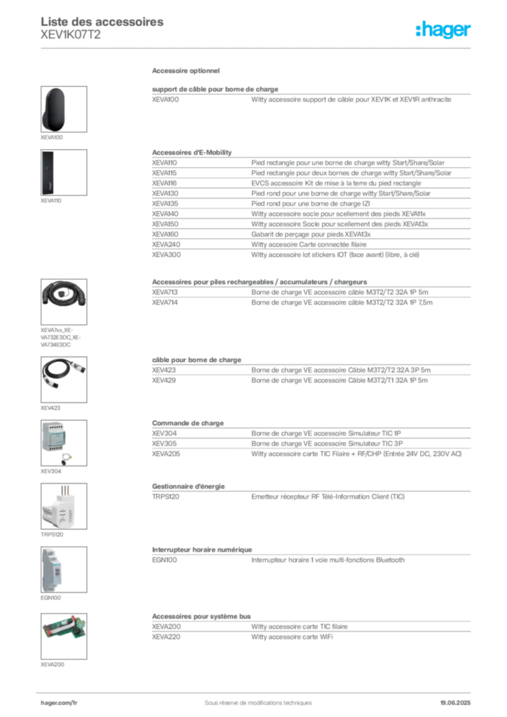 Image Hager Fiche technique du produit XEV1K07T2 | Hager France