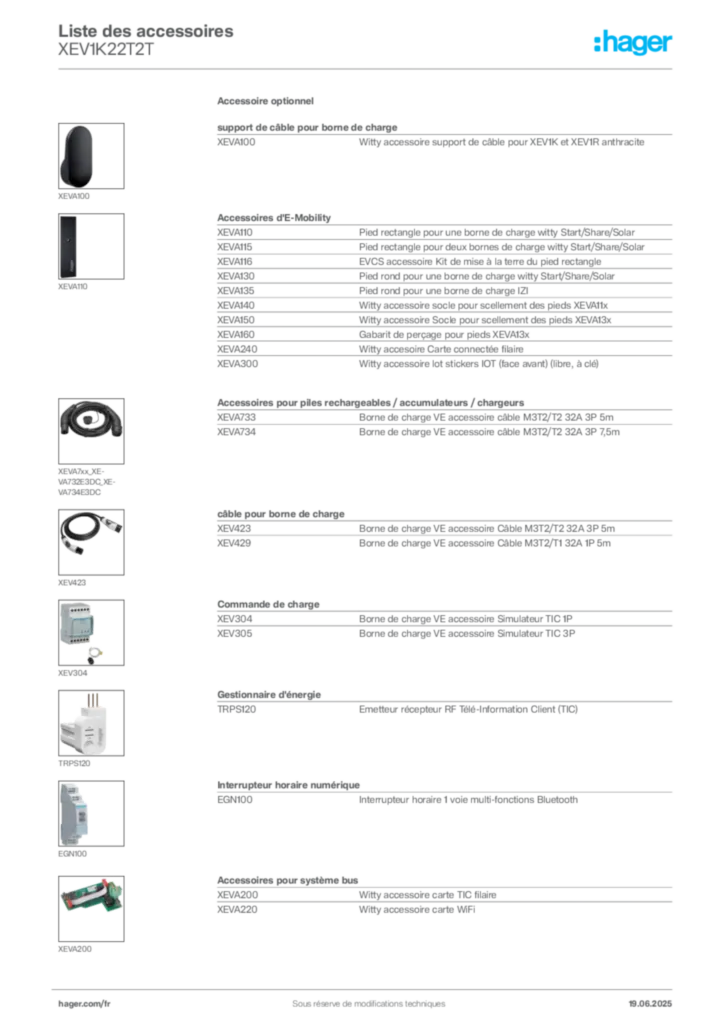 Image Hager Fiche technique du produit XEV1K22T2T | Hager France