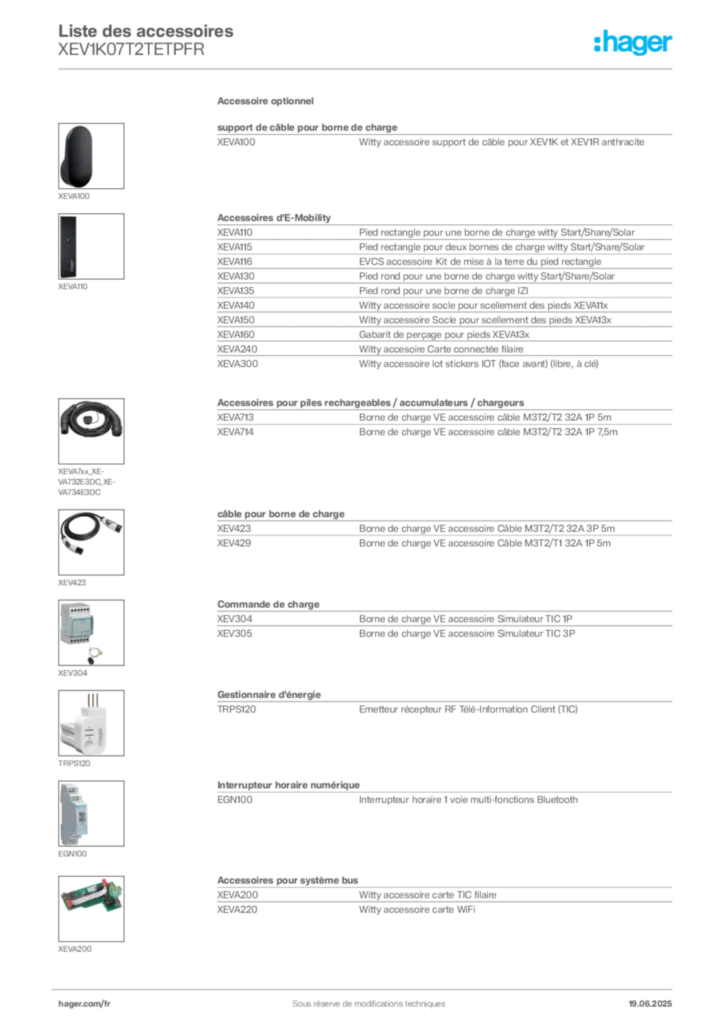 Image Hager Fiche technique du produit XEV1K07T2TETPFR | Hager France