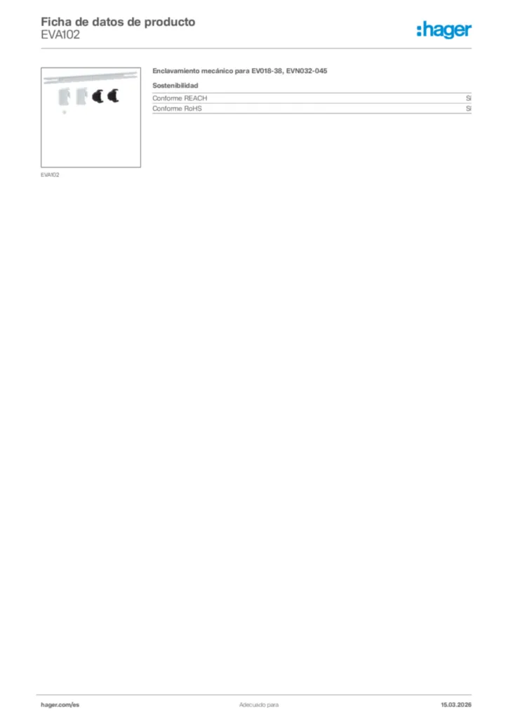 Imagen Hager Ficha de datos de producto EVA102 | Hager España