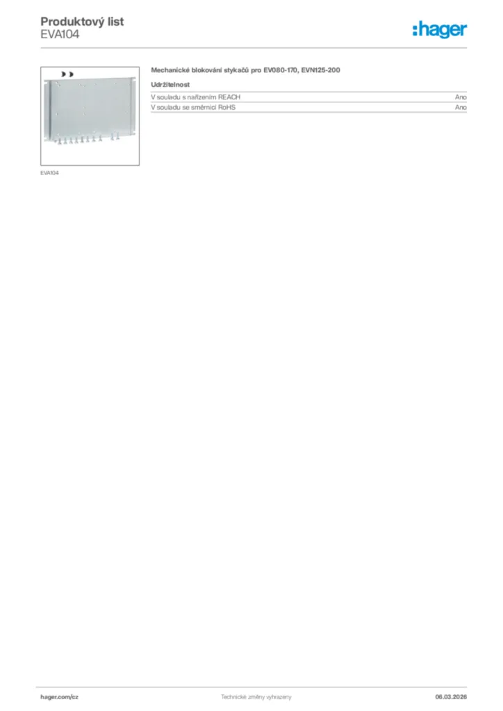 Obrázek Hager Product data sheet EVA104 | Hager