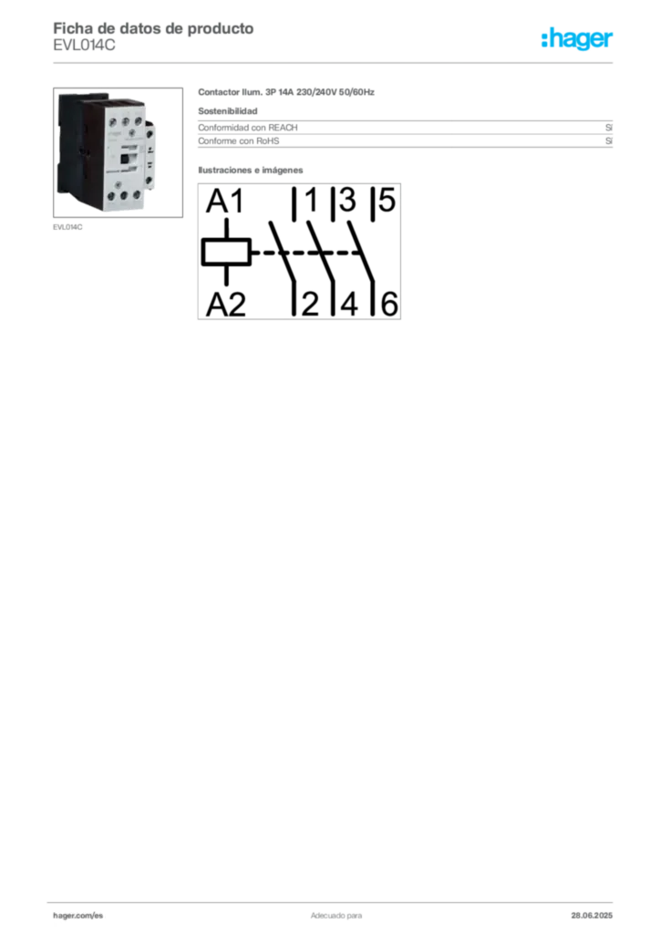 Imagen Hager Ficha de datos de producto EVL014C | Hager España