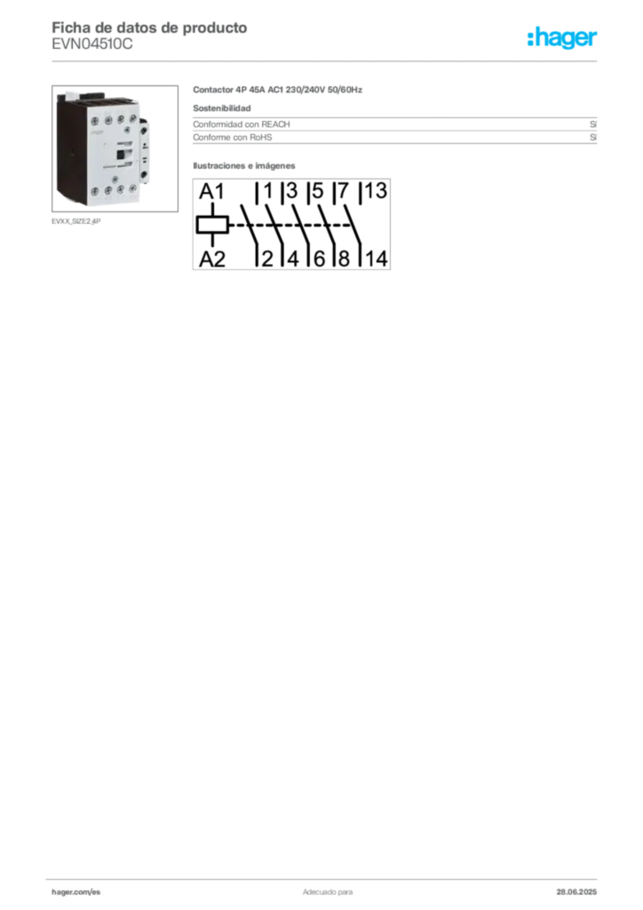 Imagen Hager Ficha de datos de producto EVN04510C | Hager España