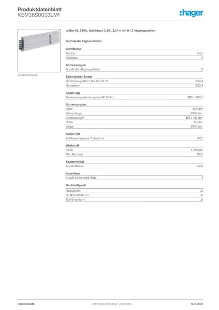 Bild Hager Produktdatenblatt KEM36S00S3LMF | Hager Deutschland