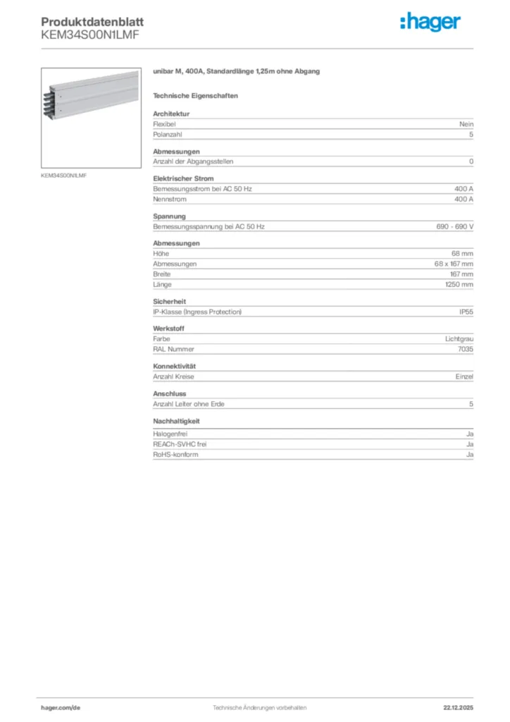 Bild Hager Produktdatenblatt KEM34S00N1LMF | Hager Deutschland