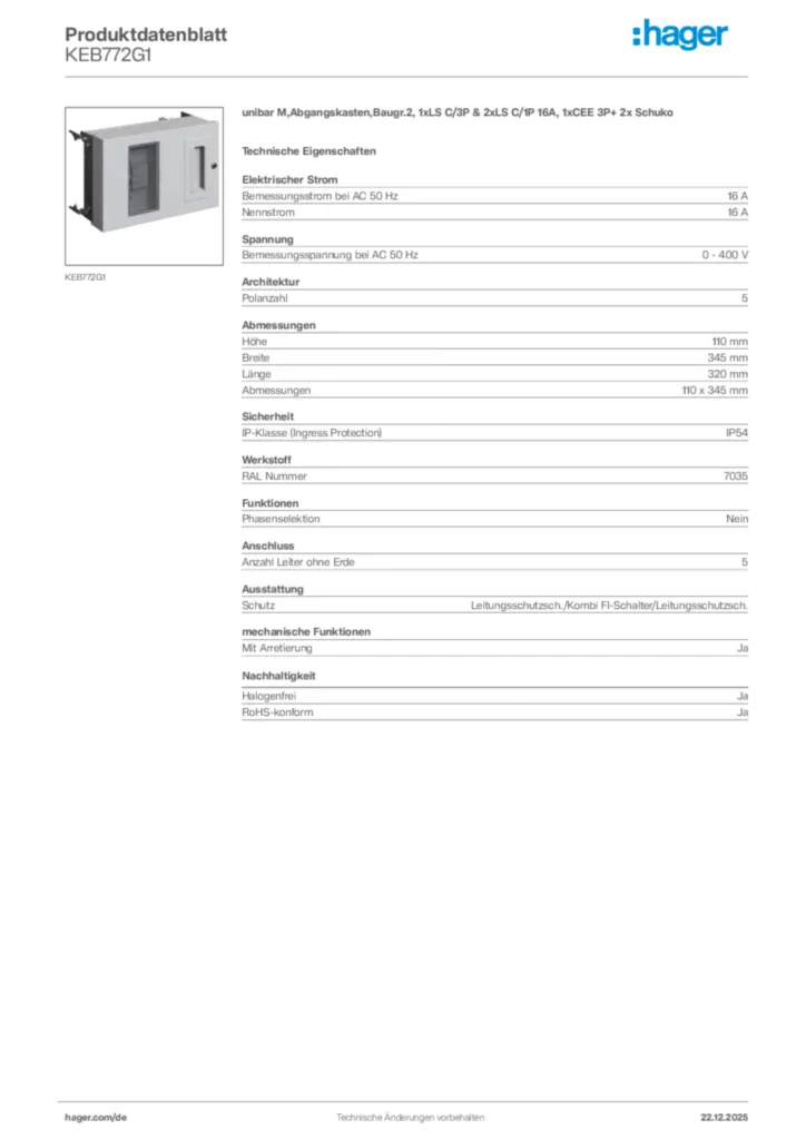 Bild Hager Produktdatenblatt KEB772G1 | Hager Deutschland