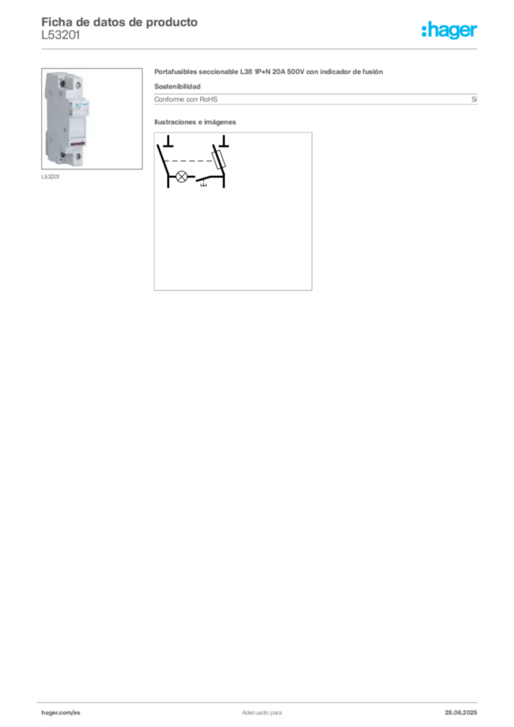 Imagen Hager Ficha de datos de producto L53201 | Hager España