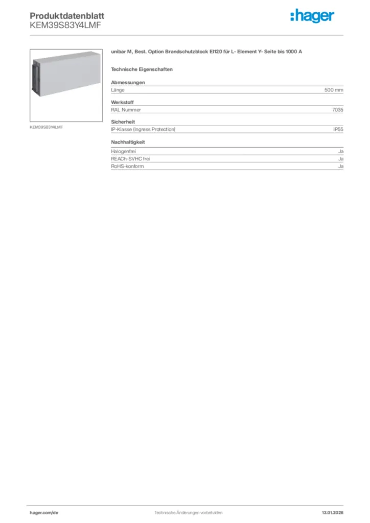 Hager Produktdatenblatt KEM39S83Y4LMF