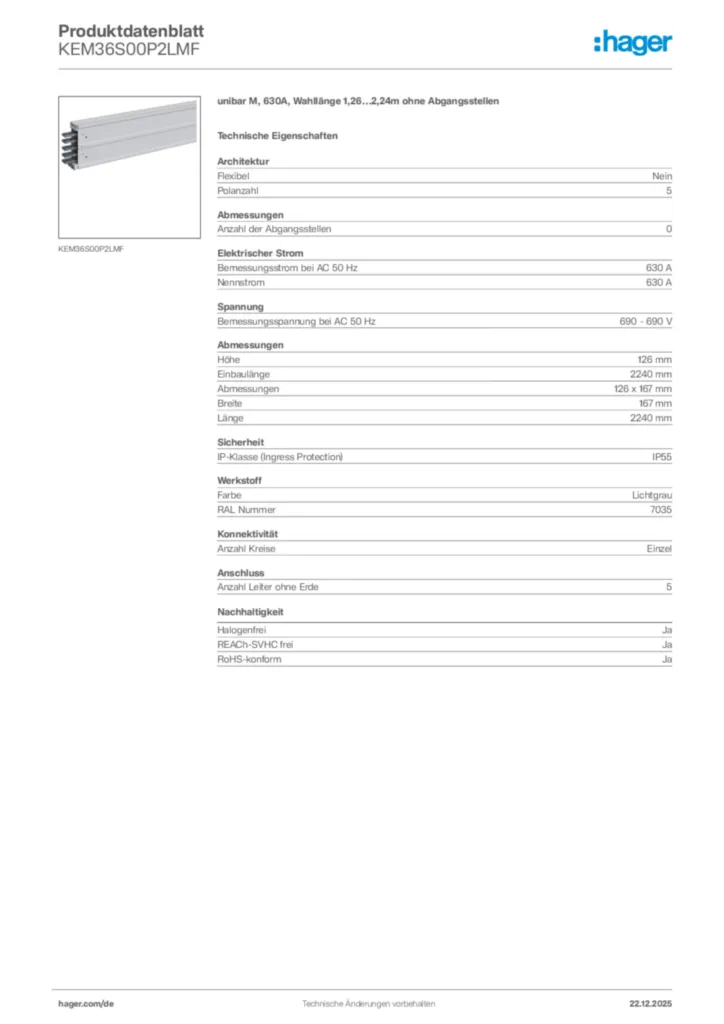 Bild Hager Produktdatenblatt KEM36S00P2LMF | Hager Deutschland