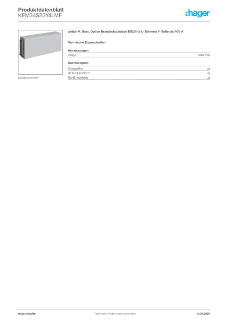 Hager Produktdatenblatt KEM34S83Y4LMF