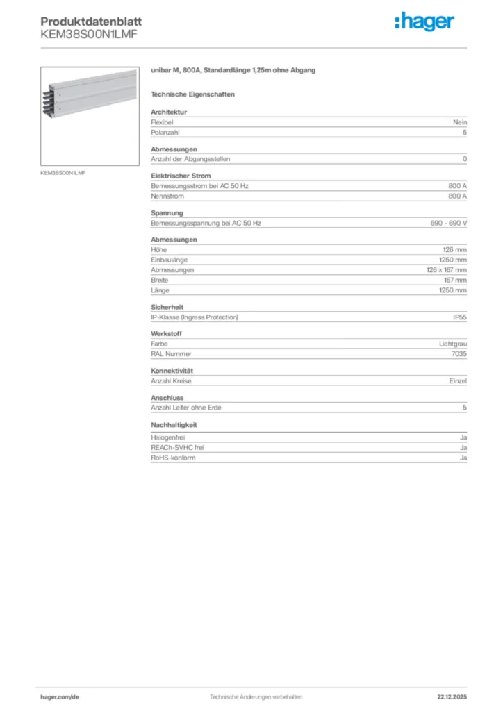 Bild Hager Produktdatenblatt KEM38S00N1LMF | Hager Deutschland