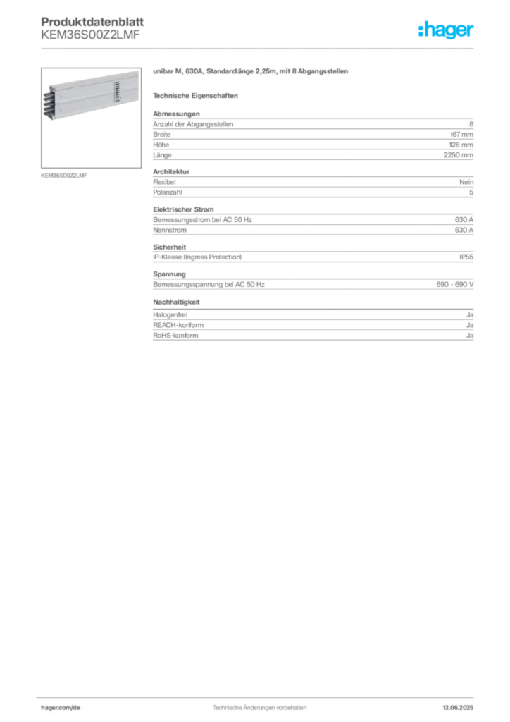 Bild Hager Produktdatenblatt KEM36S00Z2LMF | Hager Deutschland