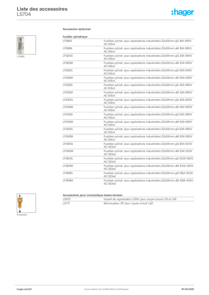 Image Hager Fiche technique du produit LS704 | Hager France