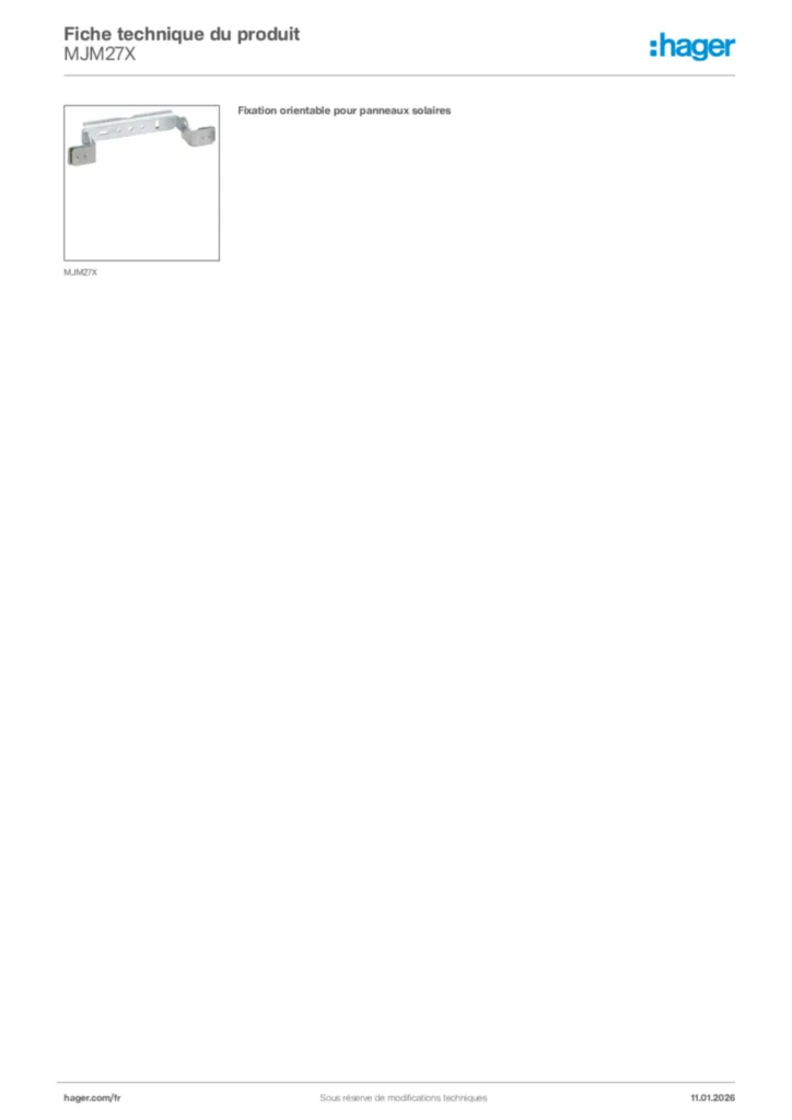 Image Hager Fiche technique du produit MJM27X | Hager France