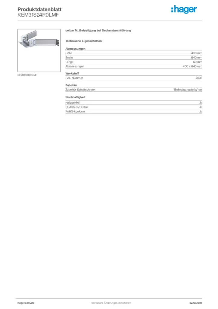 Bild Hager Produktdatenblatt KEM31S24R0LMF | Hager Deutschland