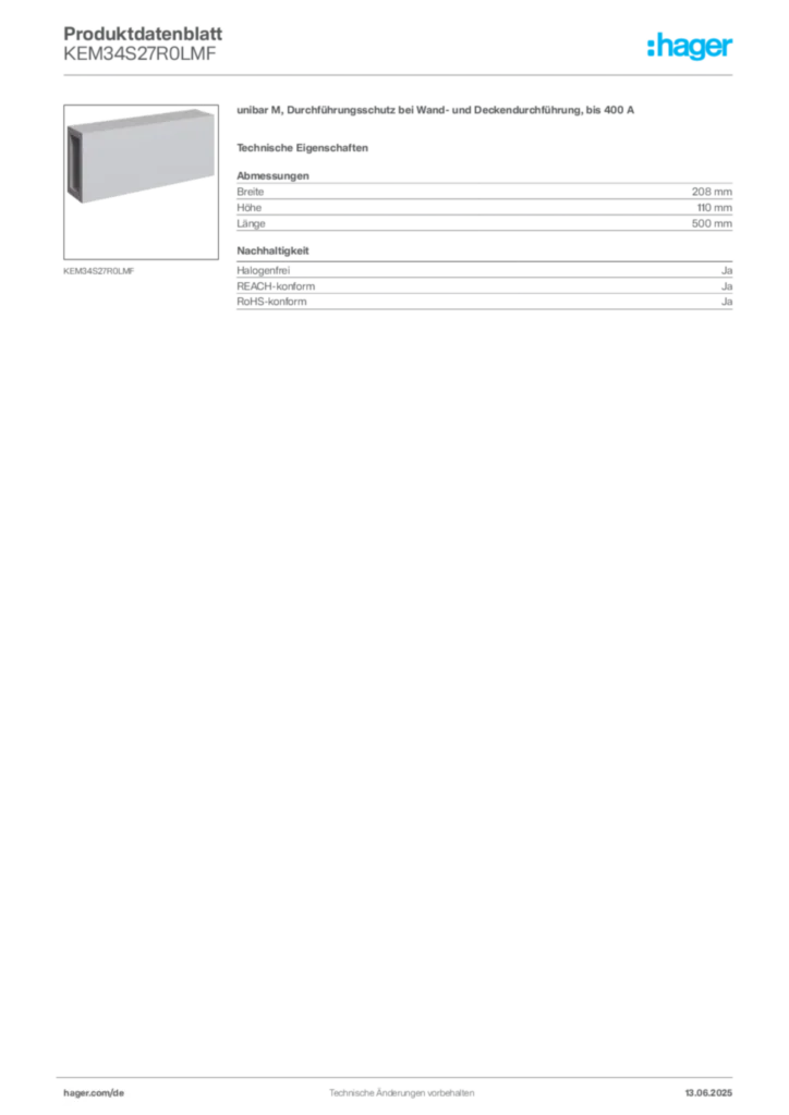 Bild Hager Produktdatenblatt KEM34S27R0LMF | Hager Deutschland