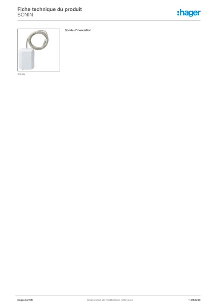 Image Hager Fiche technique du produit SONIN | Hager France