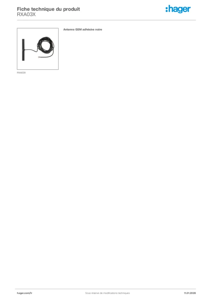 Image Hager Fiche technique du produit RXA03X | Hager France