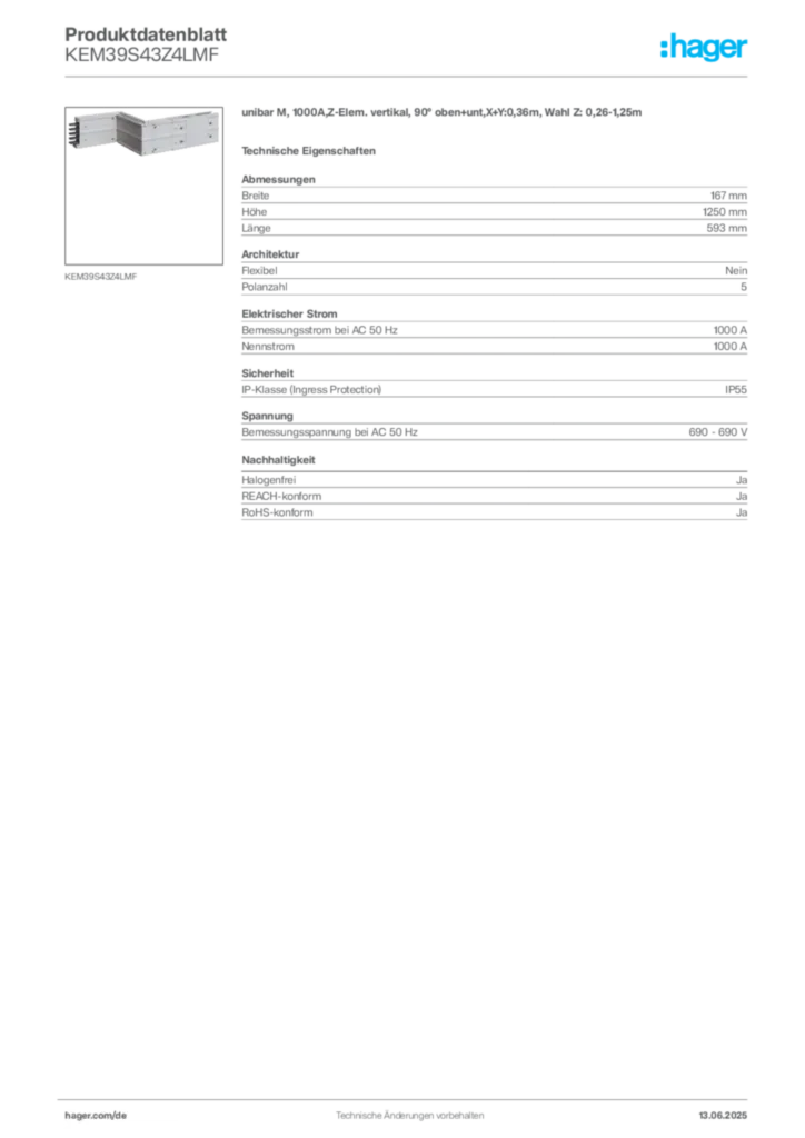 Bild Hager Produktdatenblatt KEM39S43Z4LMF | Hager Deutschland