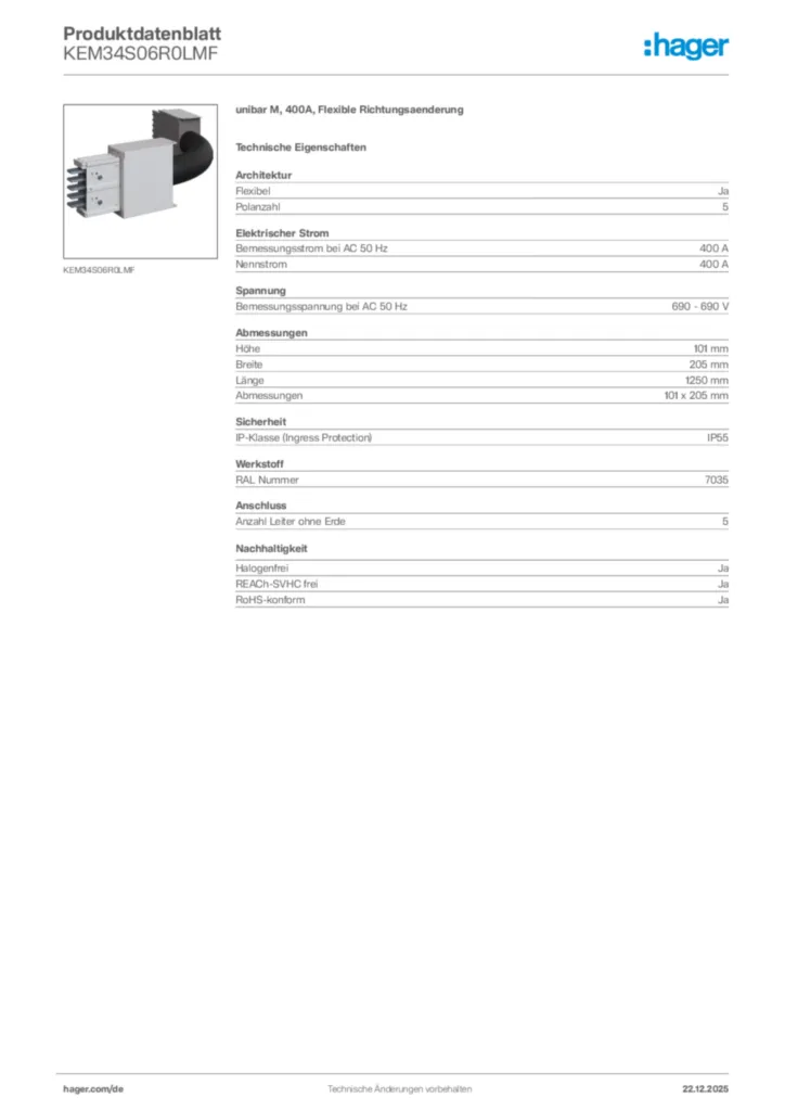 Bild Hager Produktdatenblatt KEM34S06R0LMF | Hager Deutschland