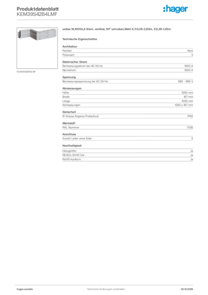 Bild Hager Produktdatenblatt KEM39S42B4LMF | Hager Deutschland
