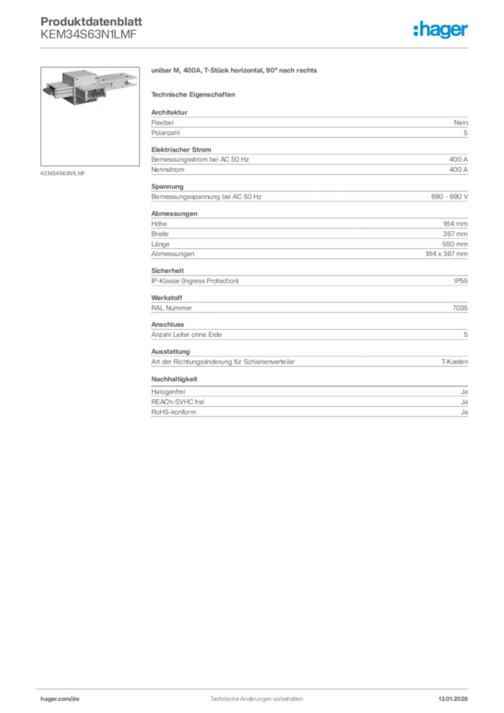 Hager Produktdatenblatt KEM34S63N1LMF
