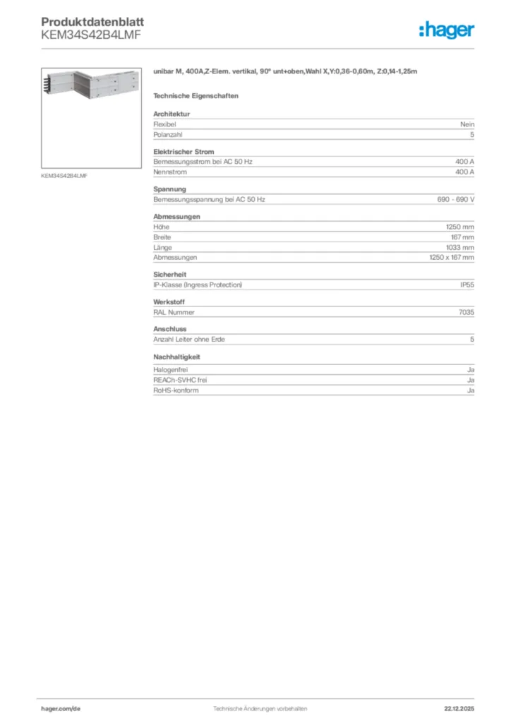 Bild Hager Produktdatenblatt KEM34S42B4LMF | Hager Deutschland
