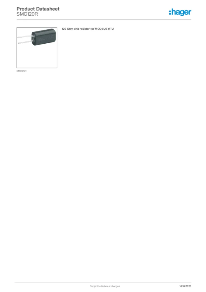 Image Hager Product data sheet SMC120R  | Hager Africa