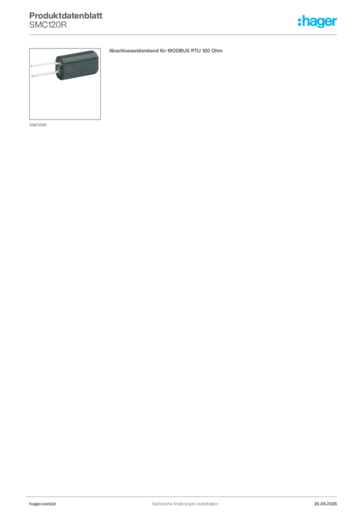 Bild Hager Produktdatenblatt SMC120R | Hager Deutschland