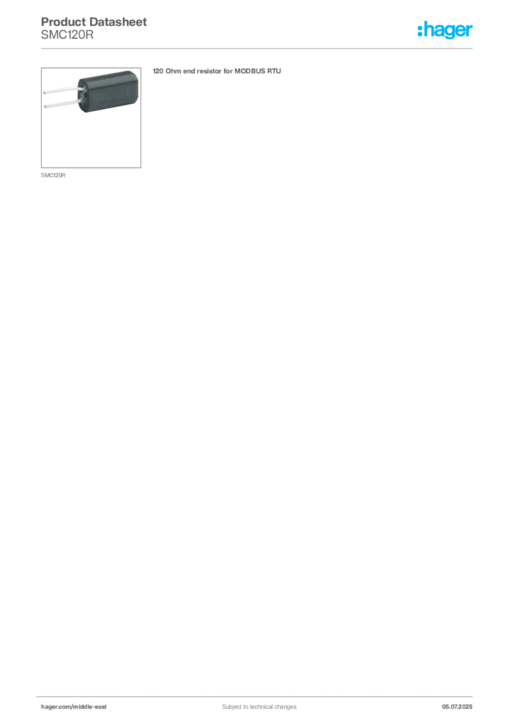 Image Hager Product data sheet SMC120R  | Hager