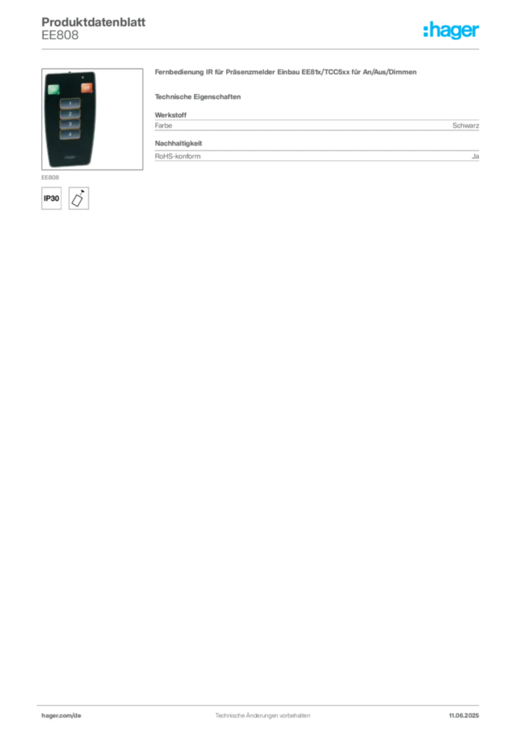 Hager Produktdatenblatt EE808