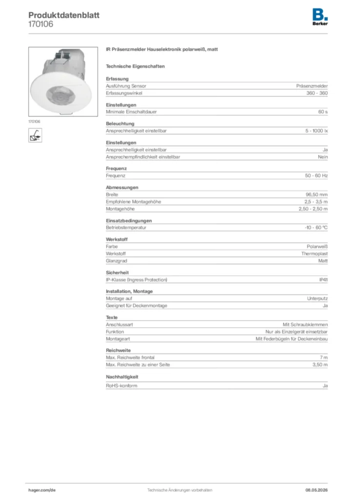 Bild Berker Produktdatenblatt 170106 | Hager Deutschland