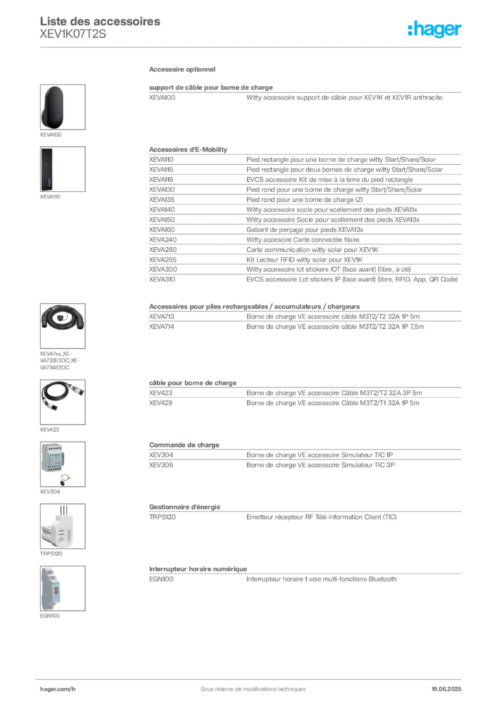 Image Hager Fiche technique du produit XEV1K07T2S | Hager France