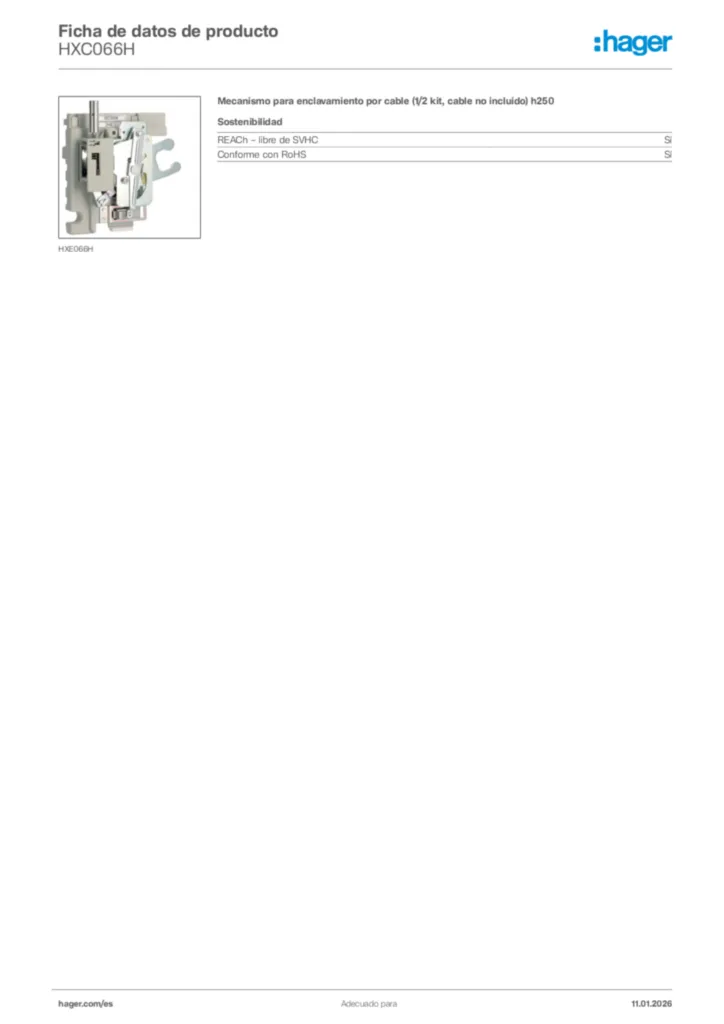 Imagen Hager Ficha de datos de producto HXC066H | Hager España