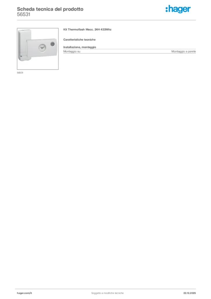 Immagine Hager Scheda tecnica del prodotto 56531 | Hager Italia