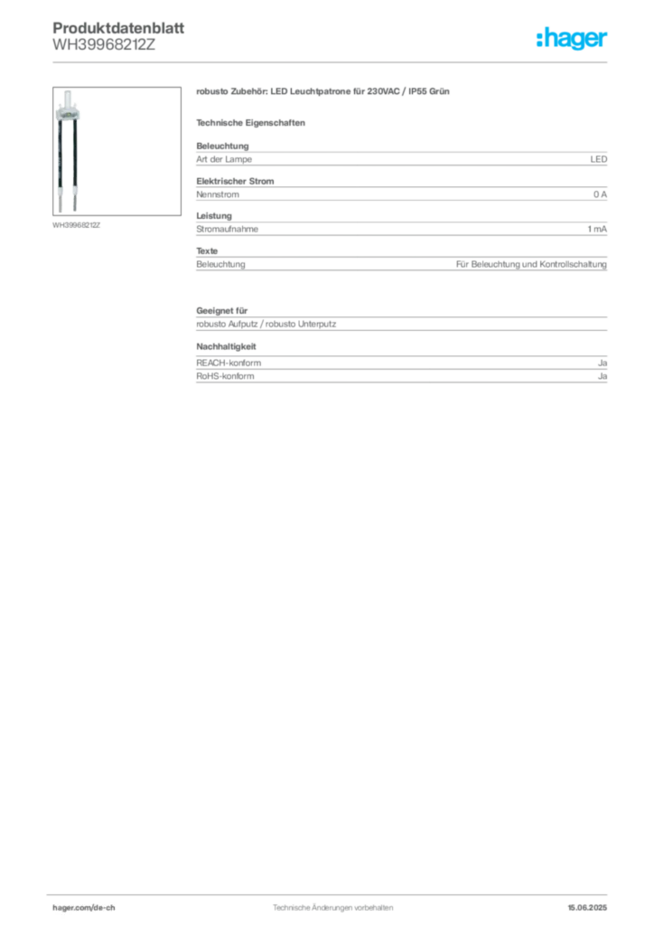 Bild Hager Produktdatenblatt WH39968212Z | Hager Schweiz