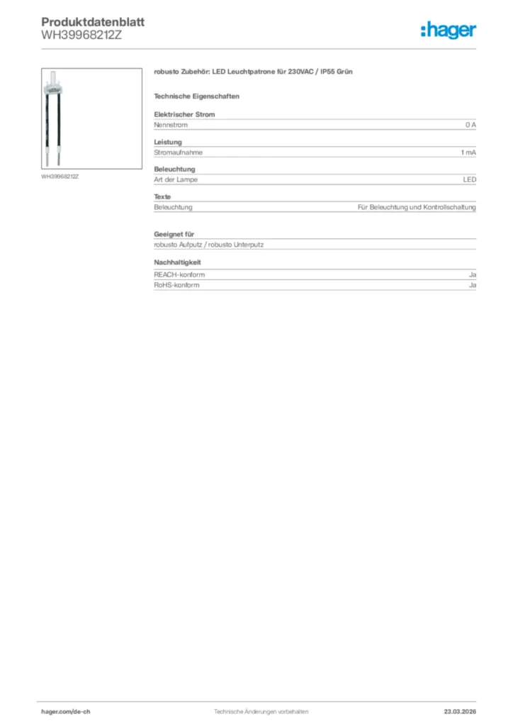 Bild Hager Produktdatenblatt WH39968212Z | Hager Schweiz