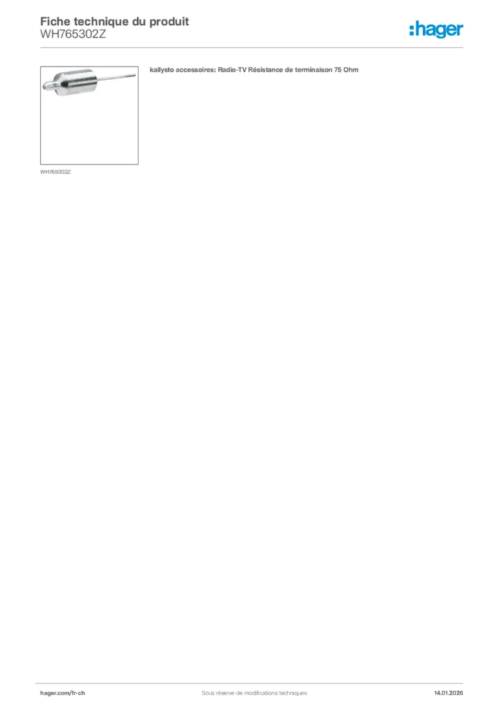 Image Hager Fiche technique du produit WH765302Z | Hager Suisse
