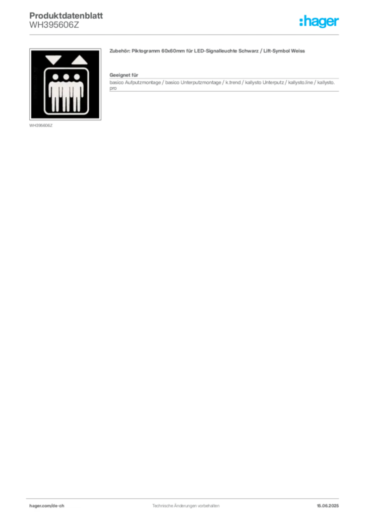 Bild Hager Produktdatenblatt WH395606Z | Hager Schweiz