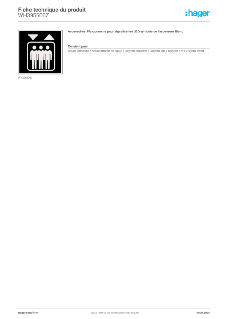 Image Hager Fiche technique du produit WH395606Z | Hager Suisse