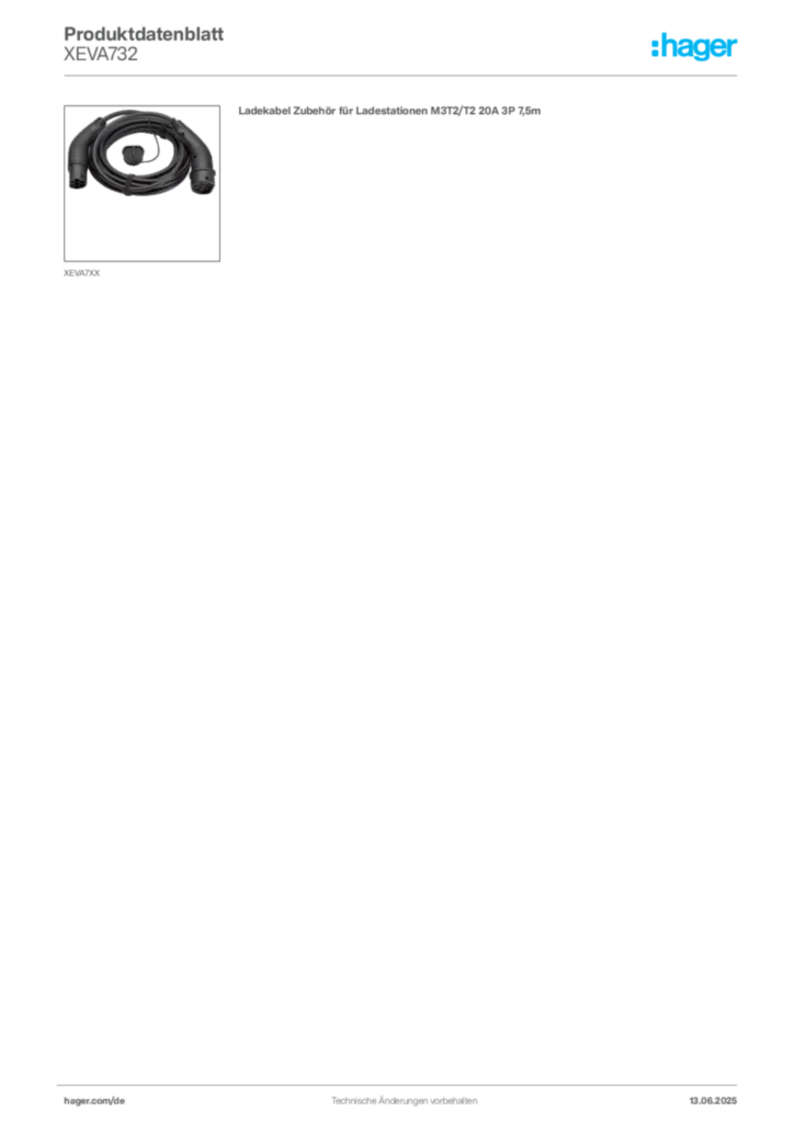 Bild Hager Produktdatenblatt XEVA732 | Hager Deutschland