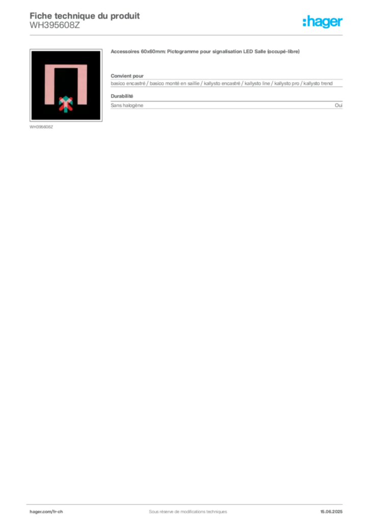 Image Hager Fiche technique du produit WH395608Z | Hager Suisse