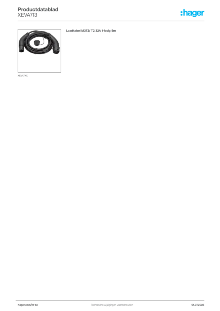 Afbeelding Hager Productdatablad XEVA713 | Hager Belgium