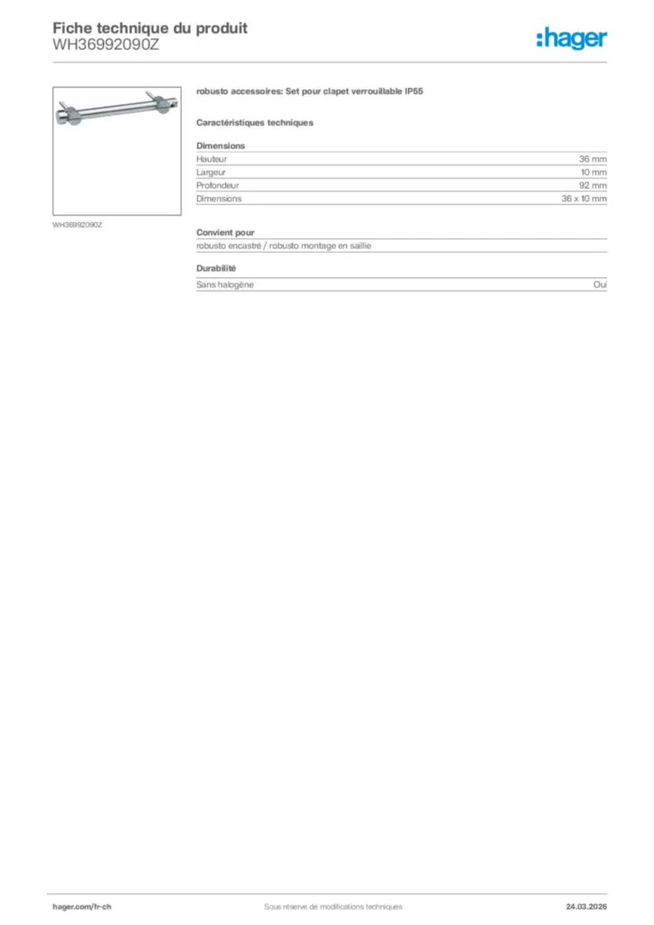 Image Hager Fiche technique du produit WH36992090Z | Hager Suisse